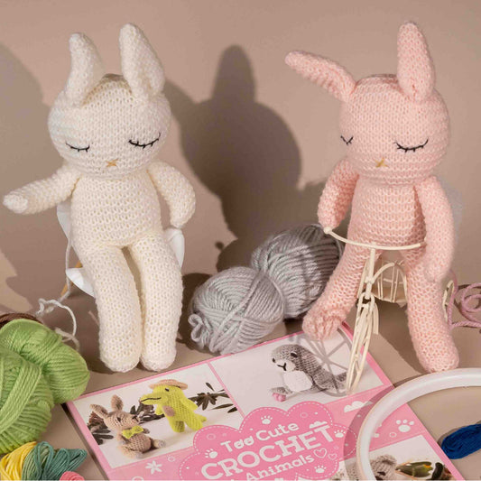 Knitted Rabbit Plush Toy | Soft White & Pink Bunny Doll | Baby & Kids Gift, Nursery Decoration